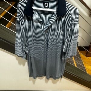 FootJoy Men's Navy and White Striped Polo